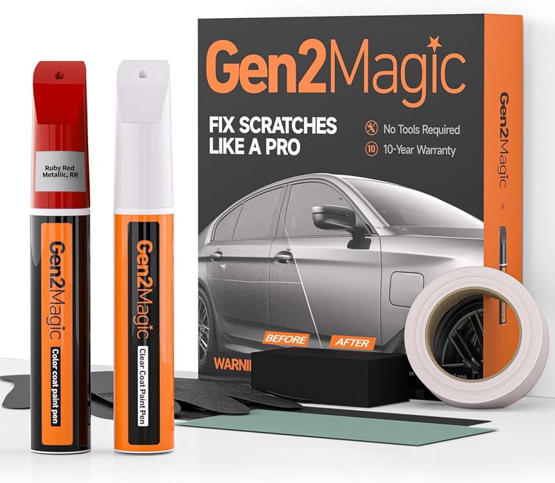 Gen2Magic Ruby Red Metallic Touch Up Paint Pen Kit for Ford [Clear Coat Included], RR Color Match, Easy Repair for Ford F-150 Expedition Escape Explorer Mustang Ranger Edge Transit Bronco Fusion - Image 1